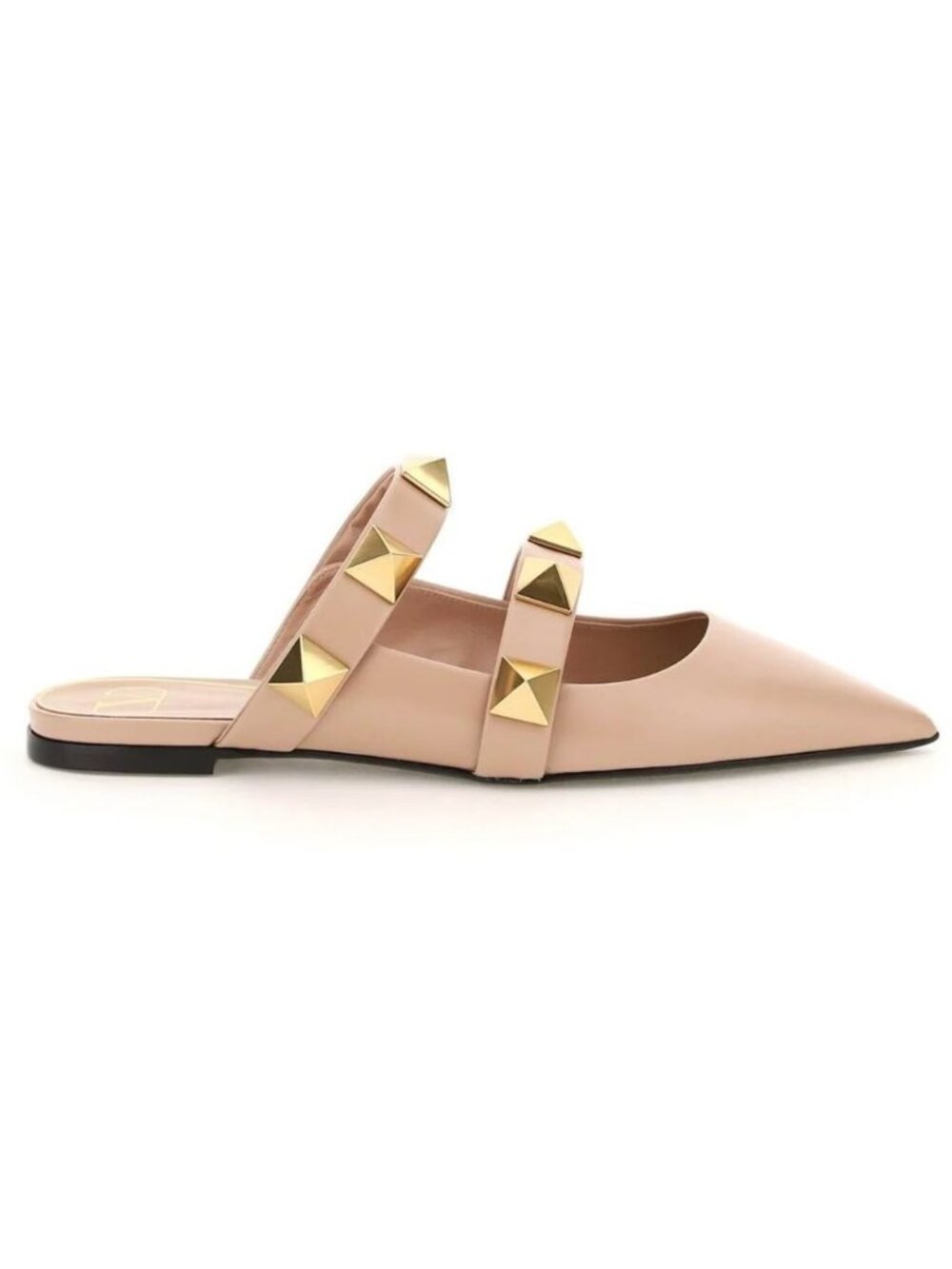 Valentino Garavani Pink Leather Rockstud Pointed Backless Flats 39